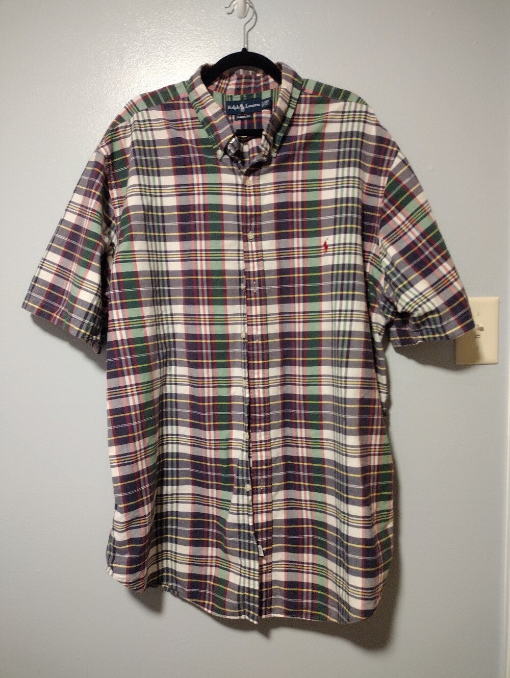 Ralph Lauren Classic Fit Short Sleeve Plaid Button Down Men's Shirt